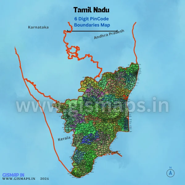 Tamil Nadu 6 Digit Pincode Boundaries Map